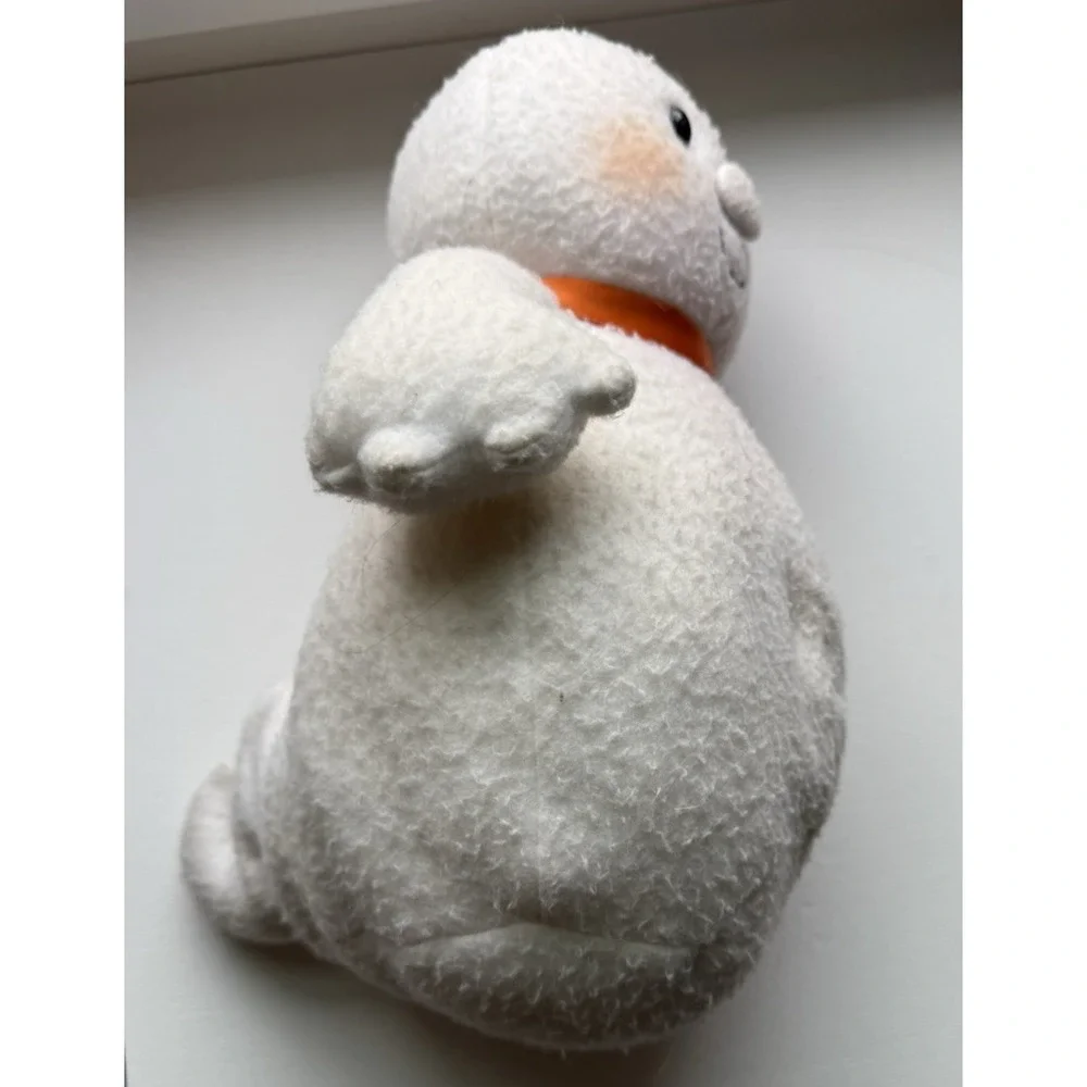 Vintage Halloween Plush Ghost with Orange Ribbon Plaid Heart 12